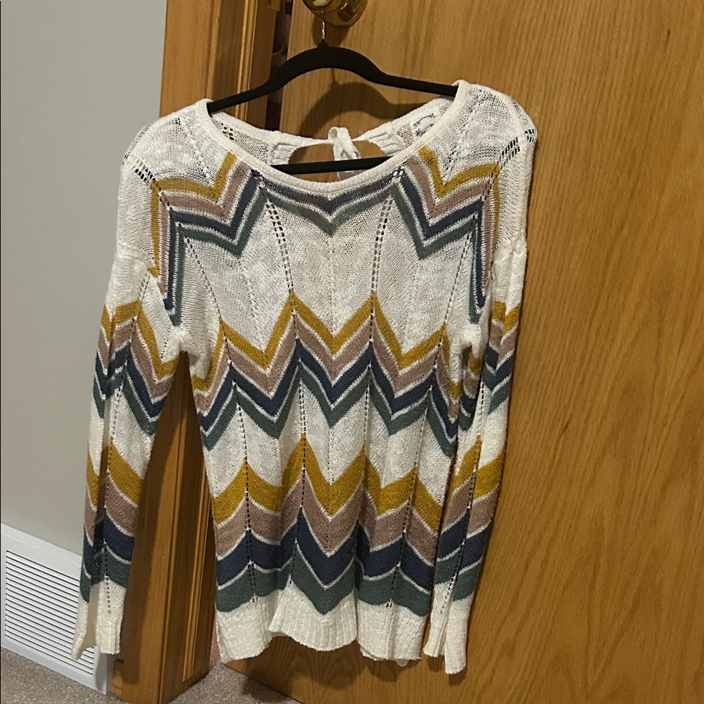 Hippie Rose Chevron Sweater - Cream, Mustard, Teal